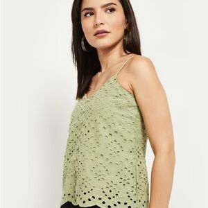 Elegant Olive Eyelet Lace Camisole